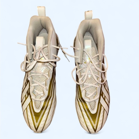 Adidas Gold and White Athletic Shoes with Zigzag Design - Picture 2 of 3